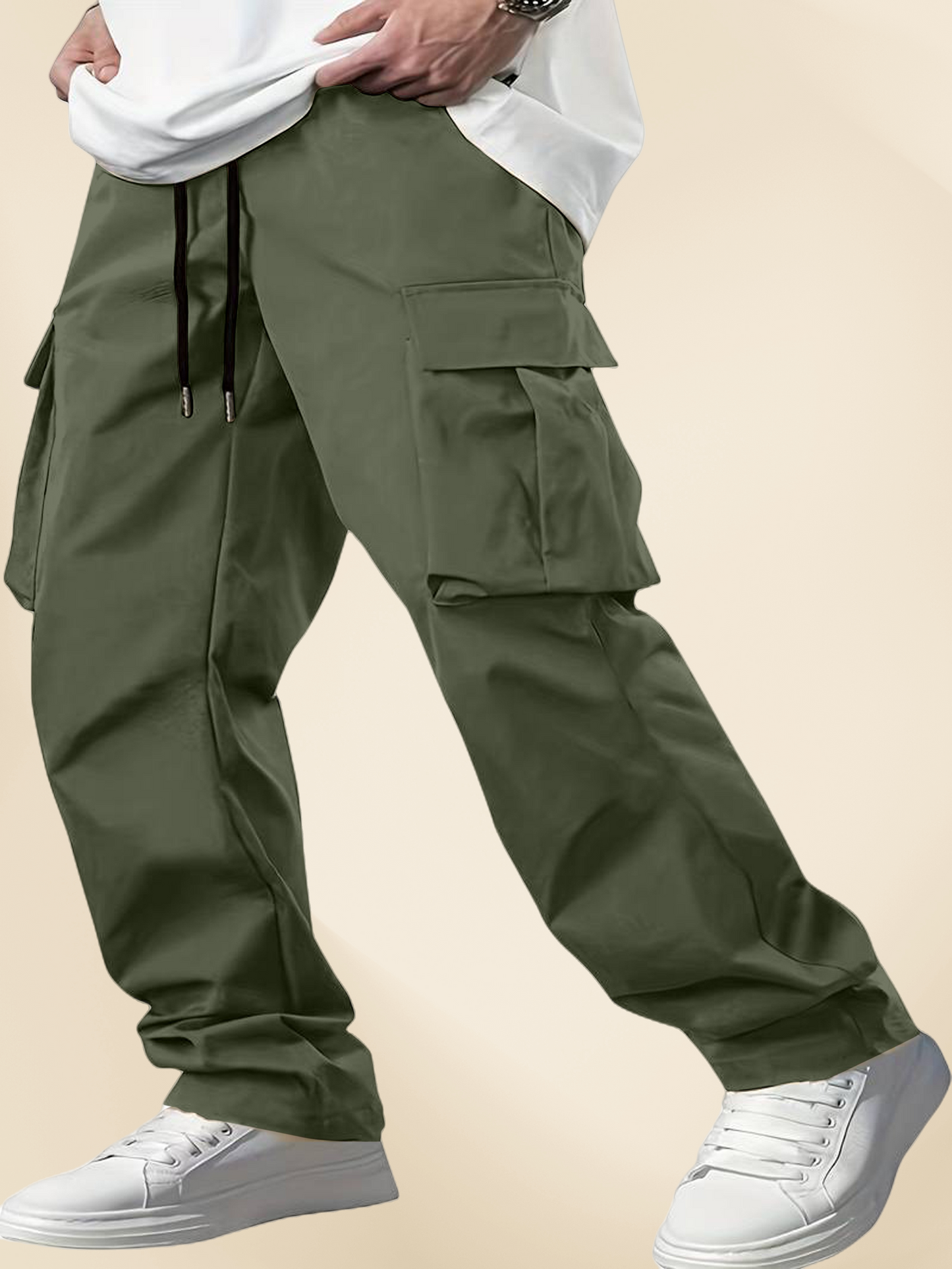 Men's Regular Fit Cotton Cargo Pants with Multiple Pockets