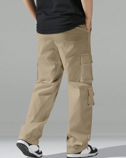 Men's Regular Fit Cotton Cargo Pants with Multiple Pockets
