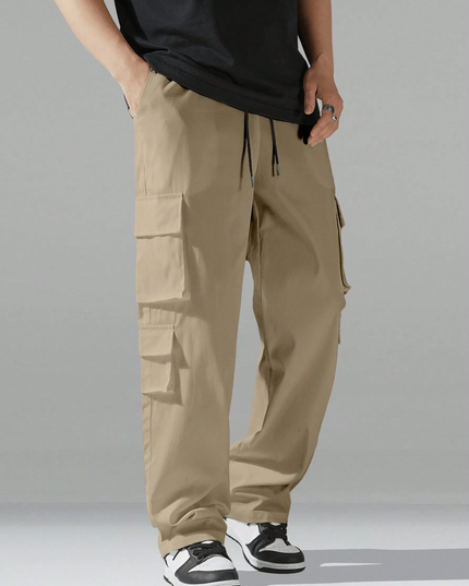 Men's Regular Fit Cotton Cargo Pants with Multiple Pockets