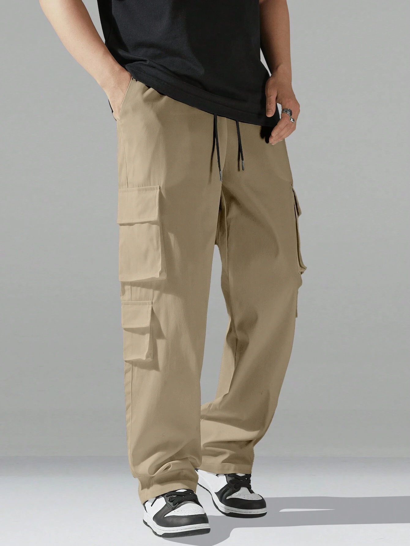 Men's Regular Fit Cotton Cargo Pants with Multiple Pockets