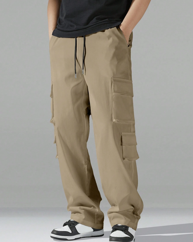 Men's Regular Fit Cotton Cargo Pants with Multiple Pockets