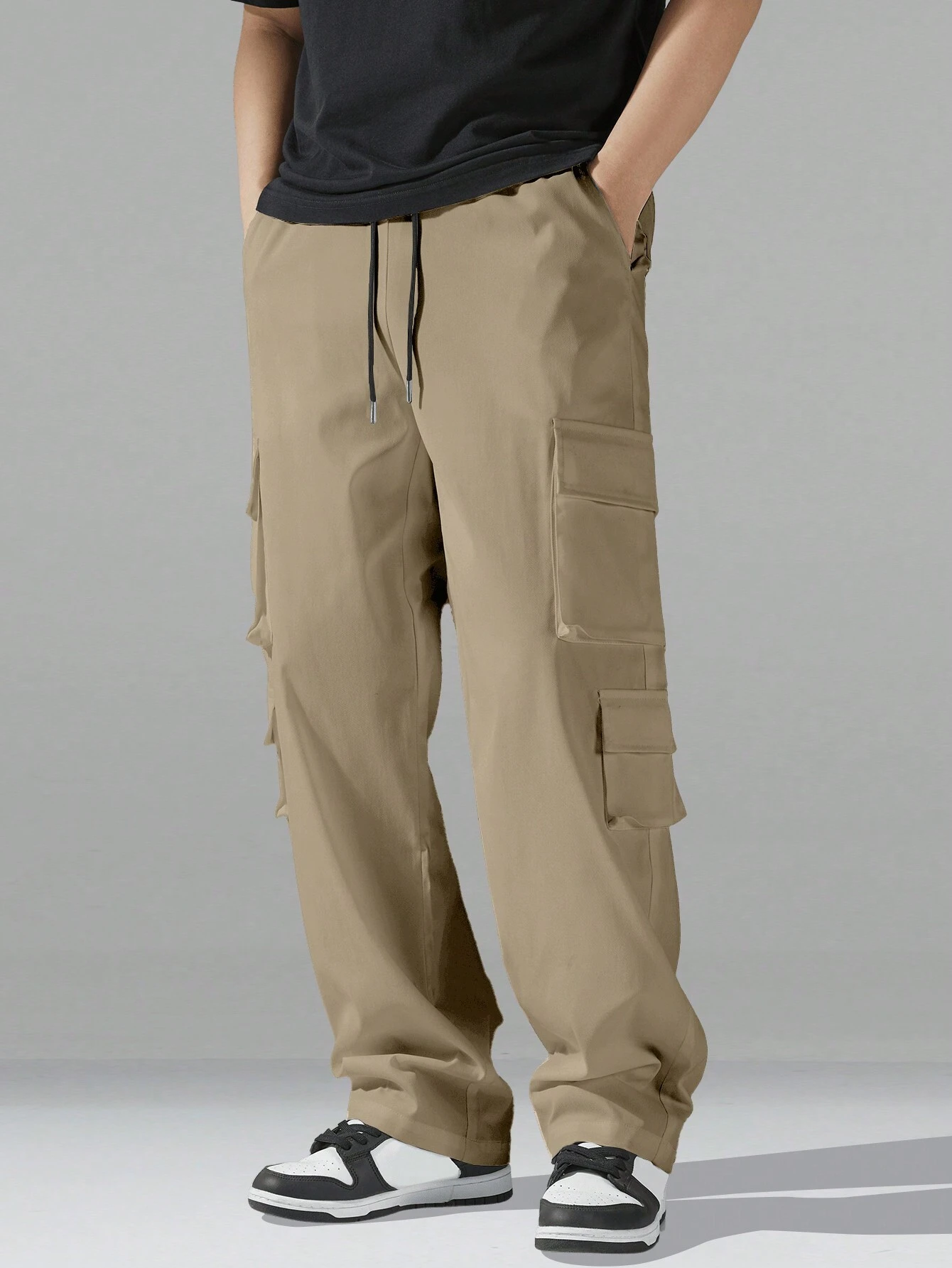 Men's Regular Fit Cotton Cargo Pants with Multiple Pockets