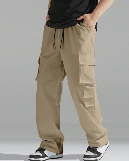 Men's Regular Fit Cotton Cargo Pants with Multiple Pockets