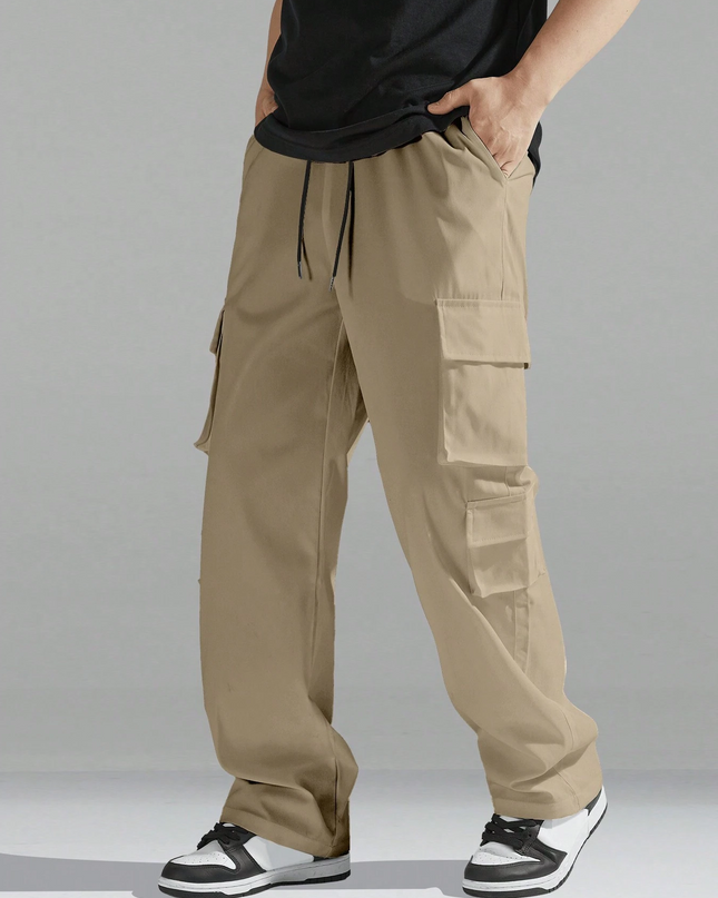 Men's Regular Fit Cotton Cargo Pants with Multiple Pockets