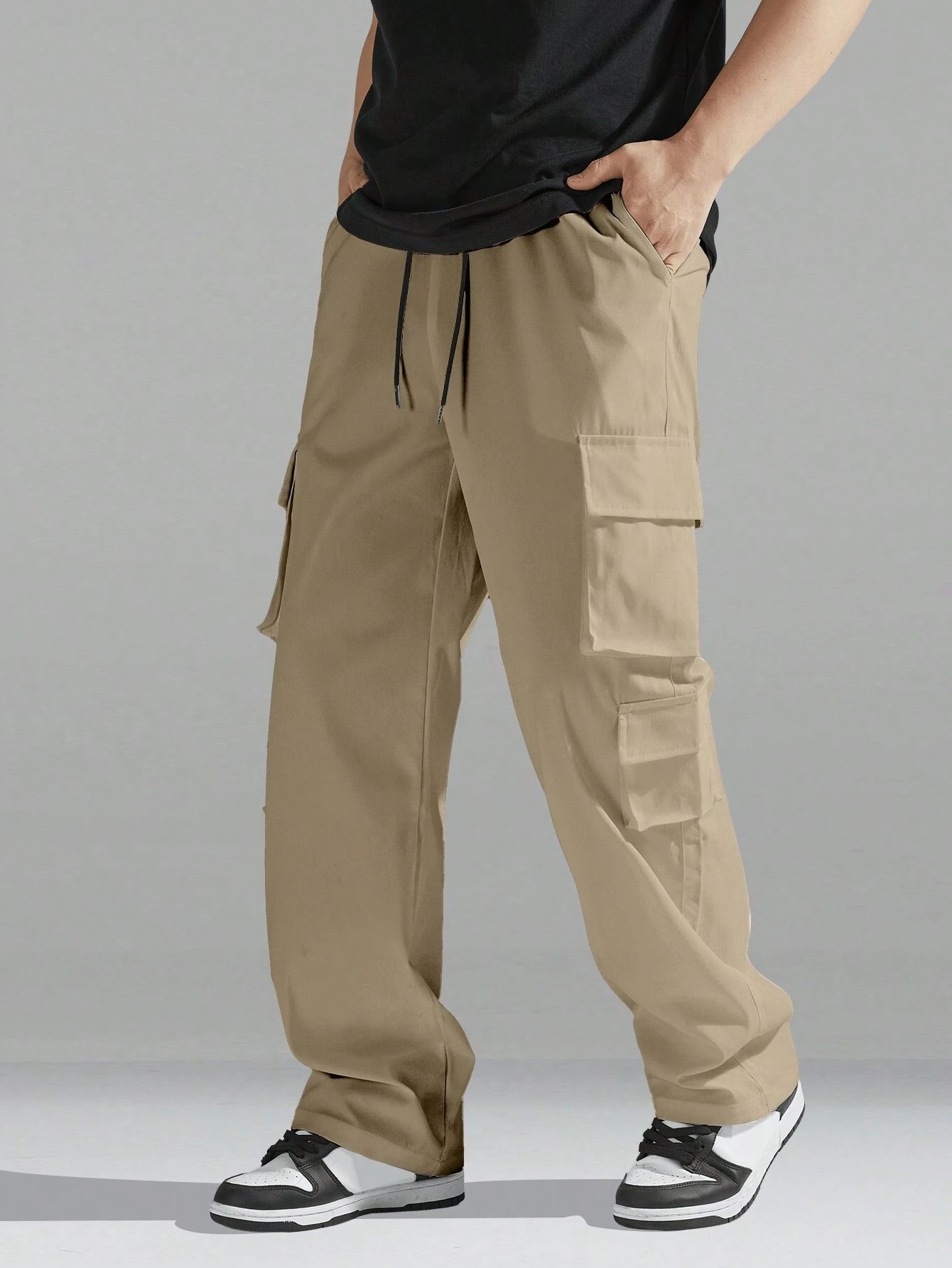 Men's Regular Fit Cotton Cargo Pants with Multiple Pockets