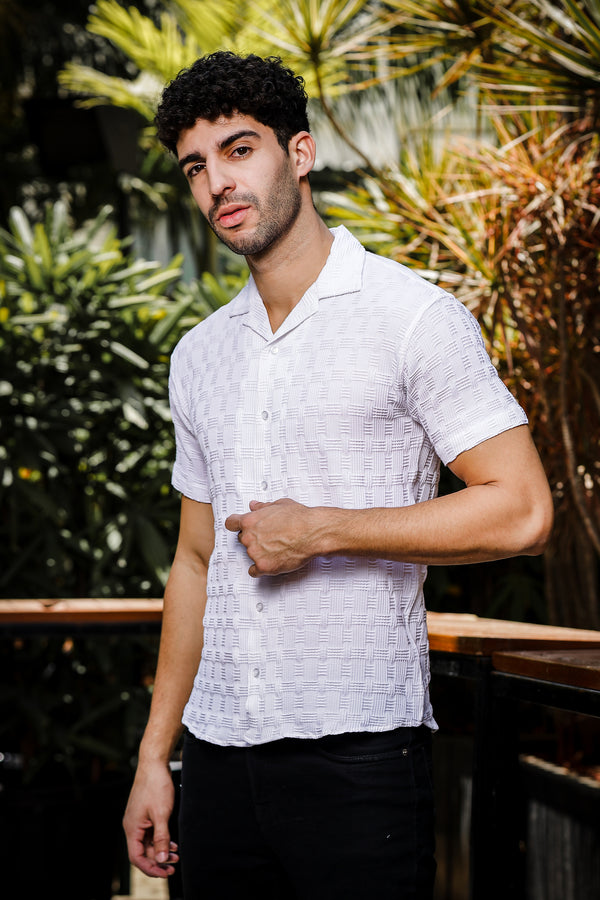 IndoPrimo Men's Regular Fit Fancy Kniting Casual Shirt for Men
