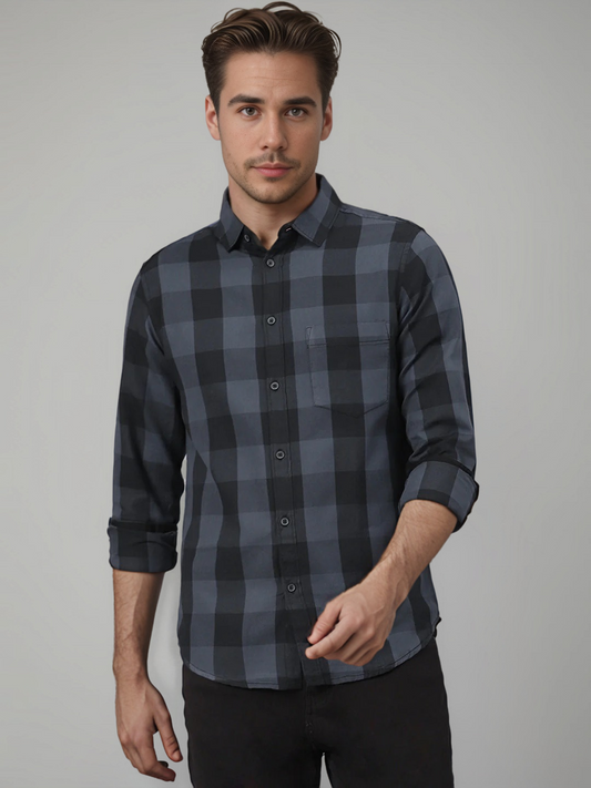 IndoPrimo Men's Cotton Casual Diverse Checks Shirt