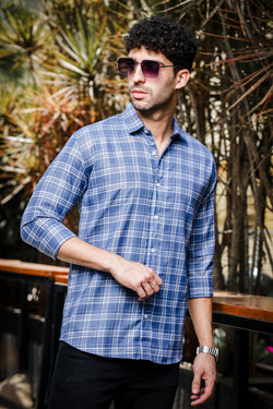 IndoPrimo Men's Regular Fit Cotton Super Checks Casual Shirt