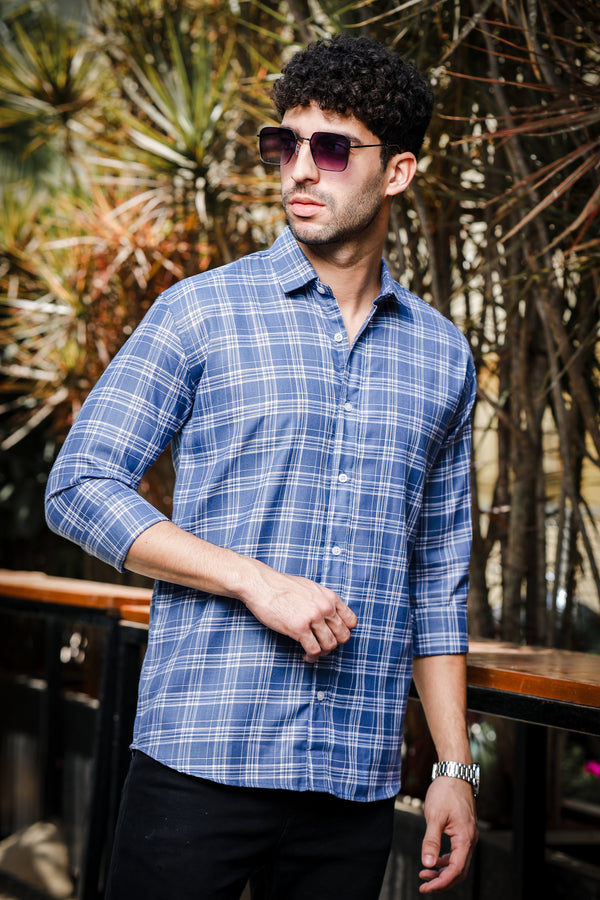 IndoPrimo Men's Regular Fit Cotton Super Checks Casual Shirt