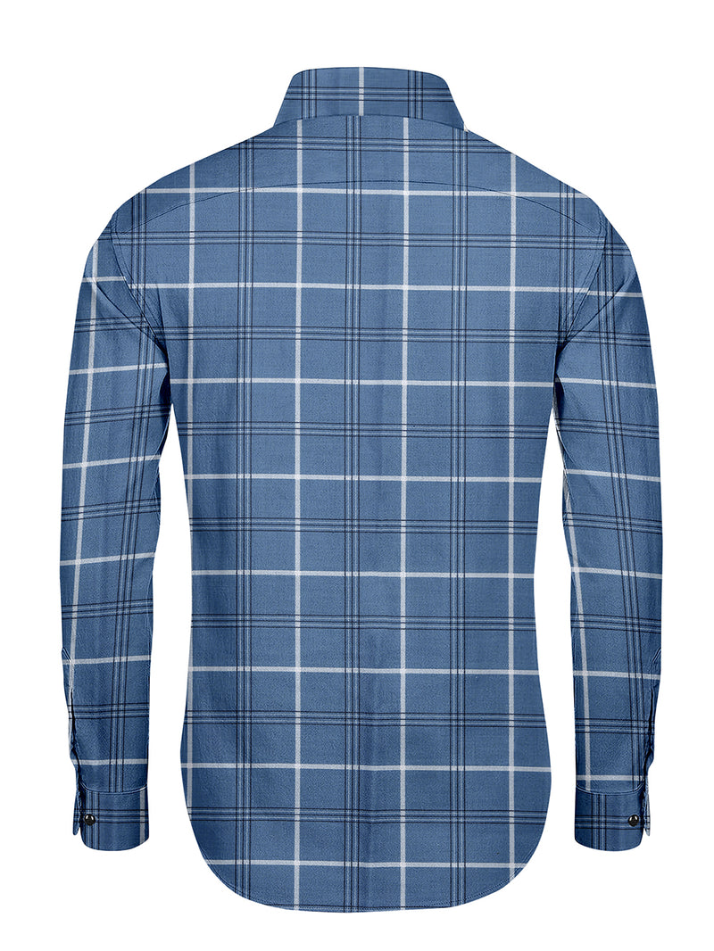 IndoPrimo Men's Cotton Casual Regular Fit Checks Shirt for Men Full Sleeves