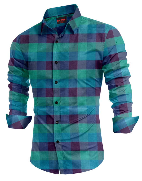 IndoPrimo Men's Poly Cotton Casual Rainbow Checks Shirt for Men Full Sleeves - Avatar