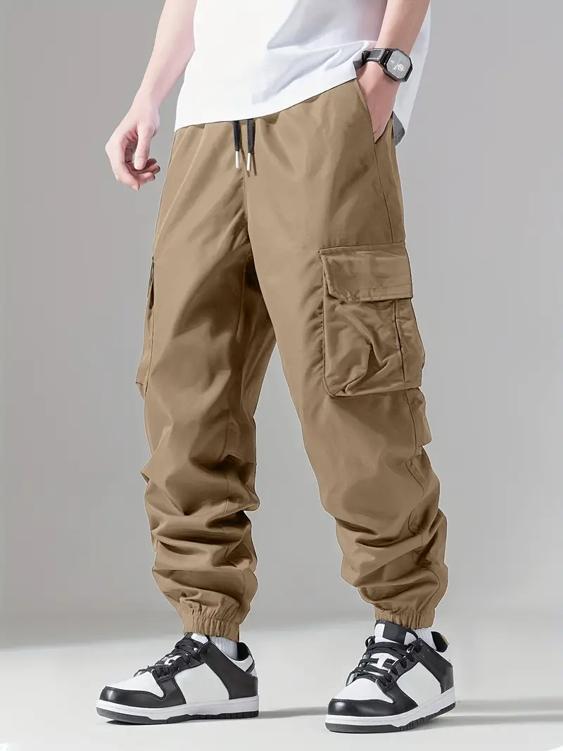 Men's Regular Fit Cotton Cargo Pants with Multiple Pockets