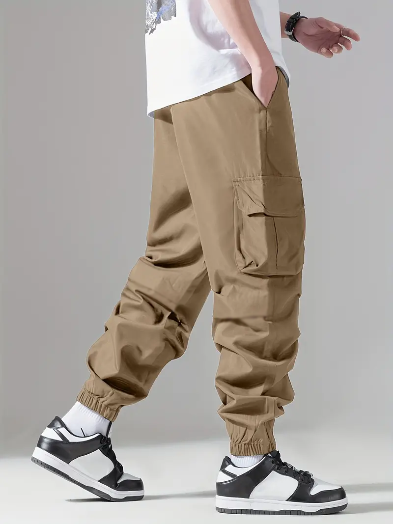 Men's Regular Fit Cotton Cargo Pants with Multiple Pockets