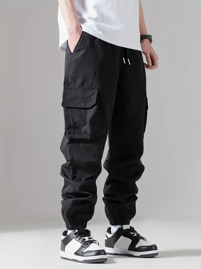 Men's Regular Fit Cotton Cargo Pants with Multiple Pockets