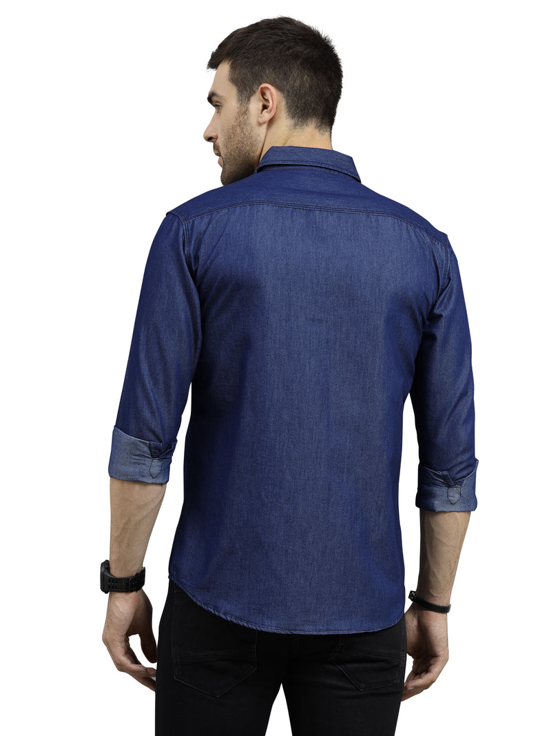 IndoPrimo Men's Regular Fit Casual Denim Shirt for Men Full Sleeves