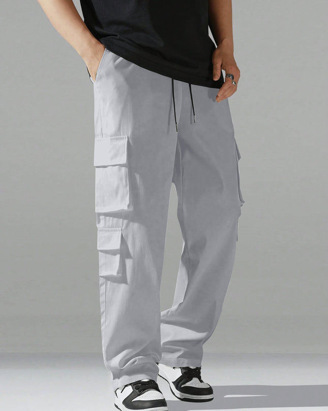 Men's Regular Fit Cotton Cargo Pants with Multiple Pockets