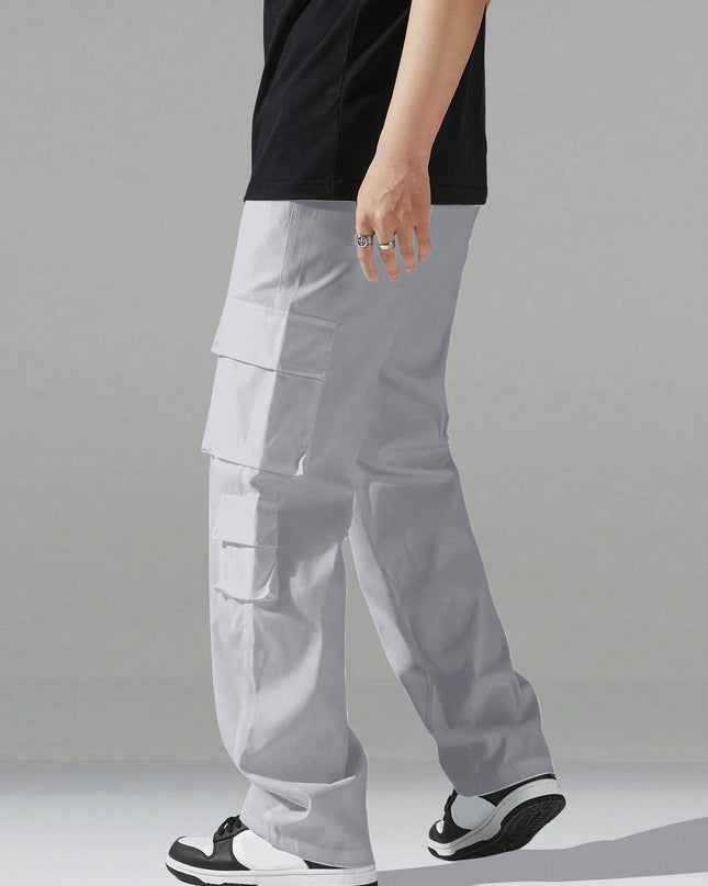 Men's Regular Fit Cotton Cargo Pants with Multiple Pockets