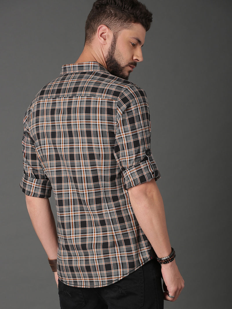 IndoPrimo Men's Regular Fit Checks Cotton Casual Shirt for Men Full Sleeves - Ignis
