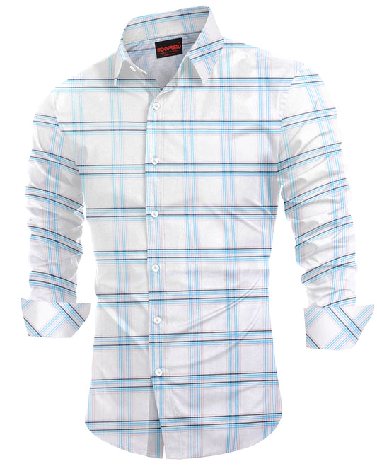 IndoPrimo Men's Poly Cotton Casual Regular Fit Windopande Checks Shirt for Men Full Sleeve (Jolly)