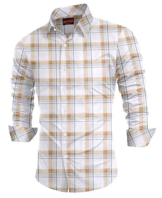 IndoPrimo Men's Poly Cotton Casual Regular Fit Windopande Checks Shirt for Men Full Sleeve (Jolly)