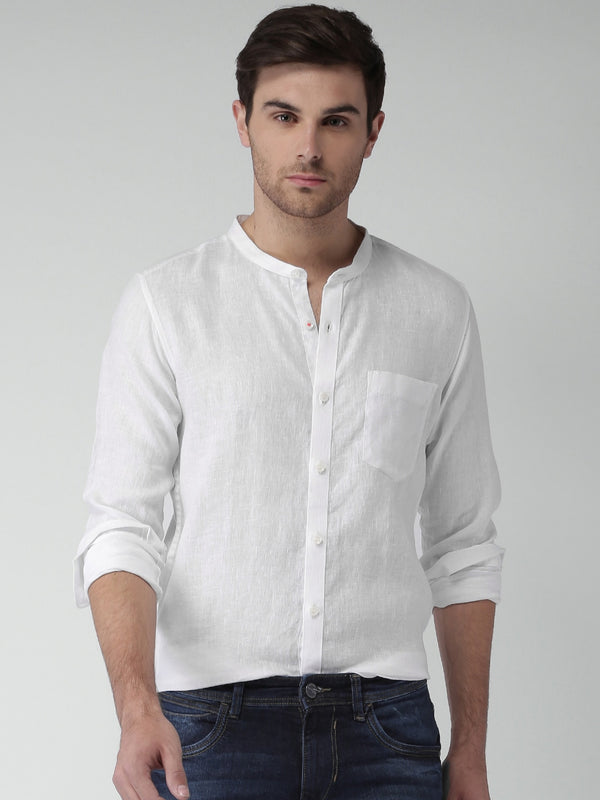 IndoPrimo Men's Royal Linen Casual Solid Shirt