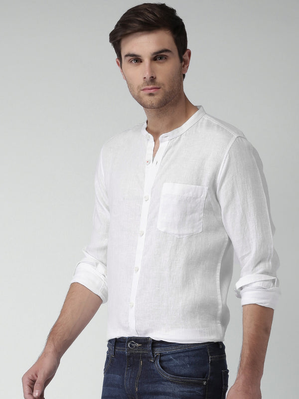 IndoPrimo Men's Royal Linen Casual Solid Shirt