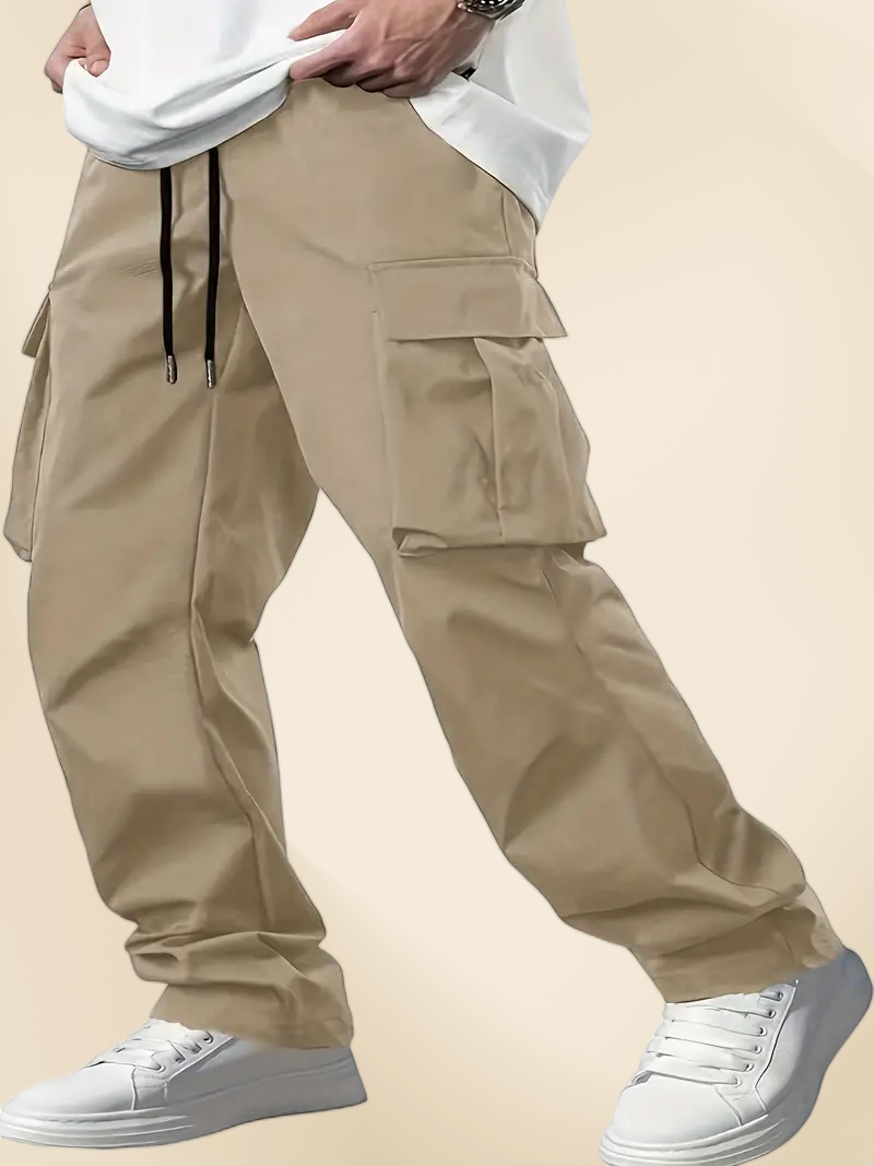 Men's Regular Fit Cotton Cargo Pants with Multiple Pockets