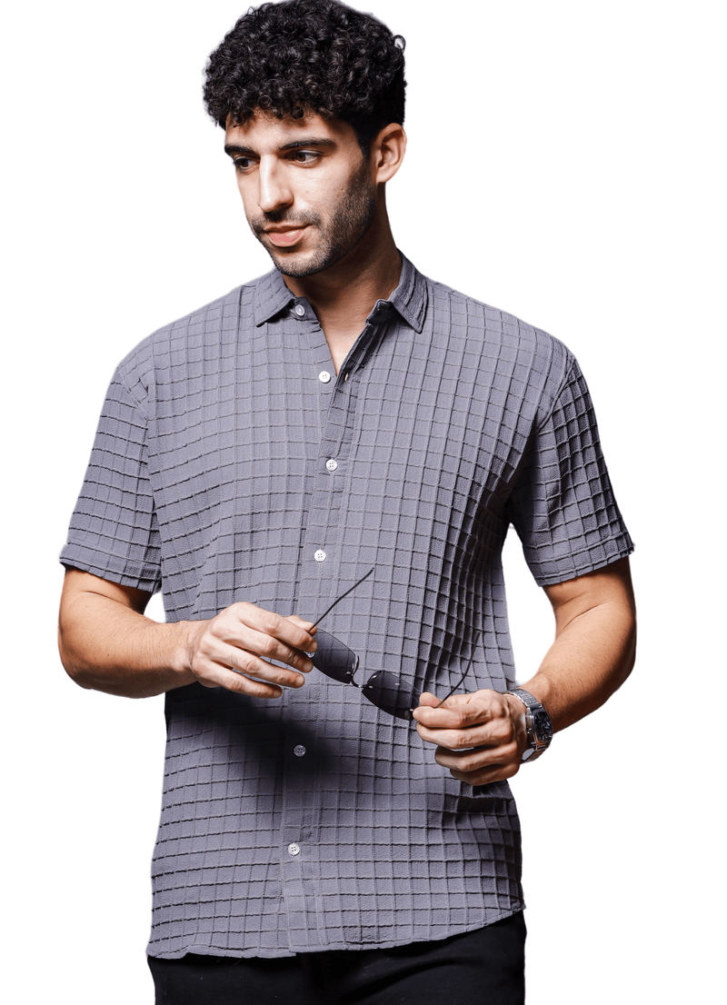 IndoPrimo Men's Regular Fit Fancy Square Kniting Casual Shirt for Men Full Sleeves…