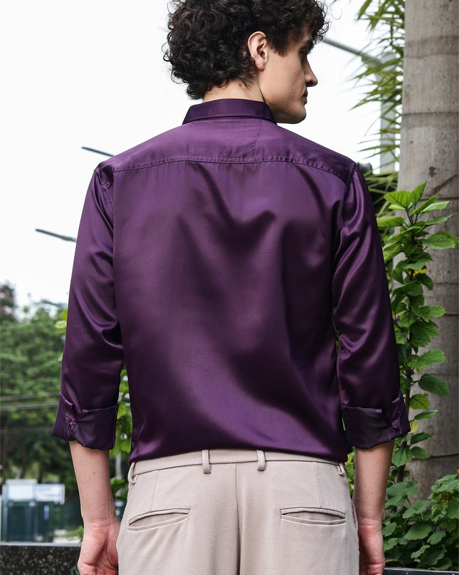 Mulled Wine Sequence Club Wear Satin Party Shirt
