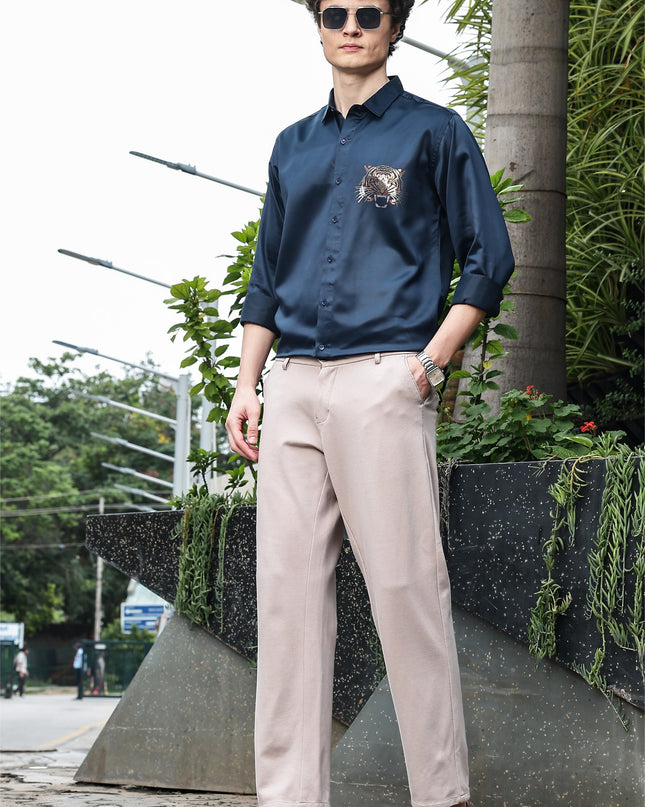 Waikawa Airblue Sequence Club Wear Satin Party Shirt