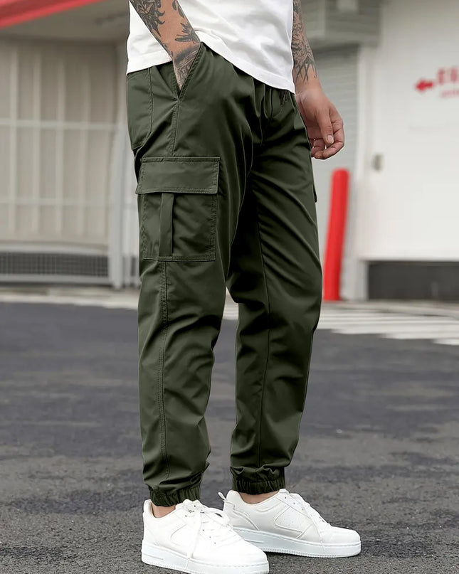 Men's Regular Fit Cotton Cargo Pants with Multiple Pockets