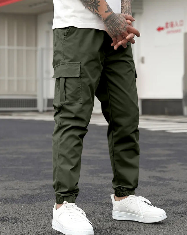 Men's Regular Fit Cotton Cargo Pants with Multiple Pockets