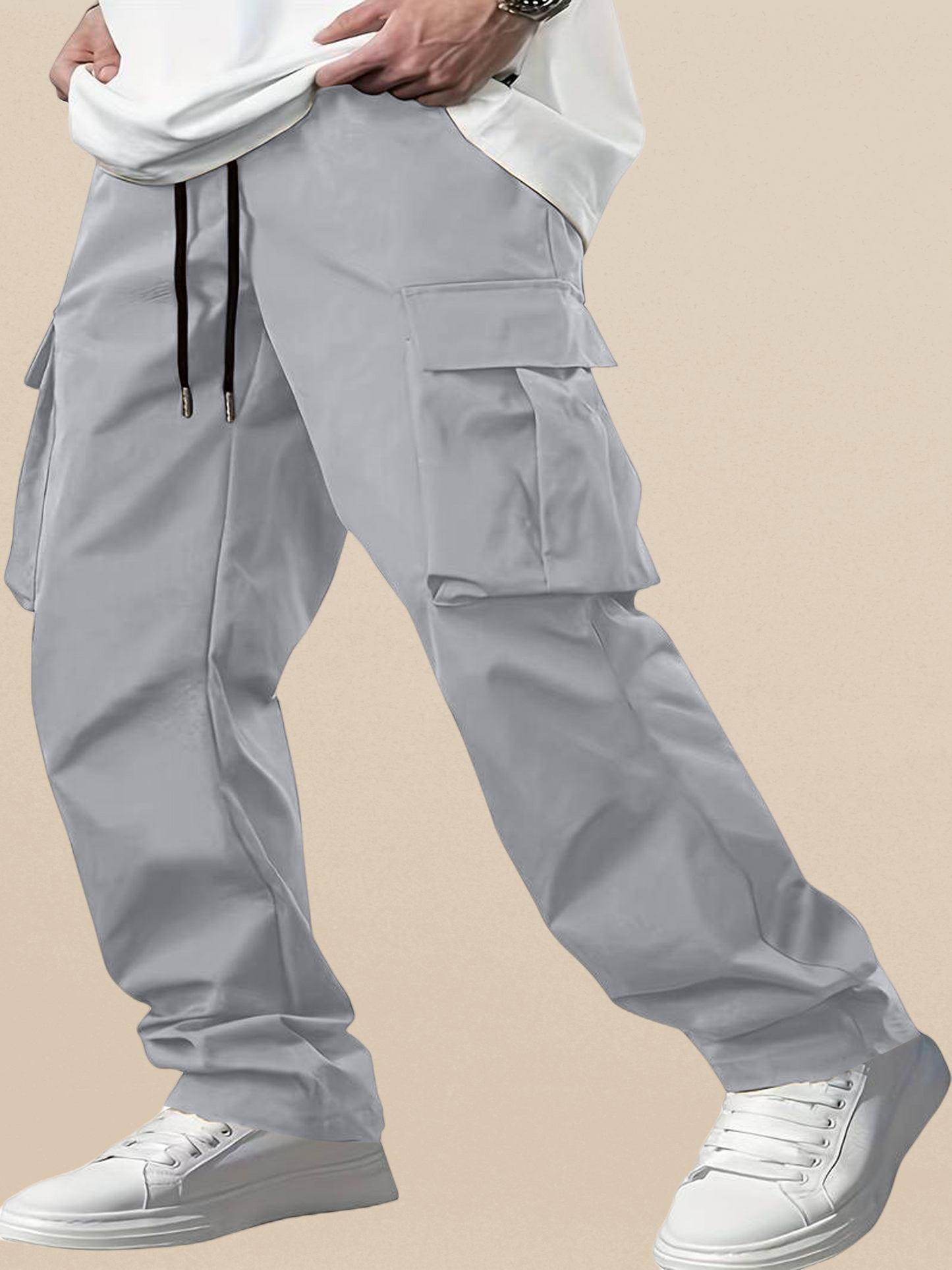 Men's Regular Fit Cotton Cargo Pants with Multiple Pockets