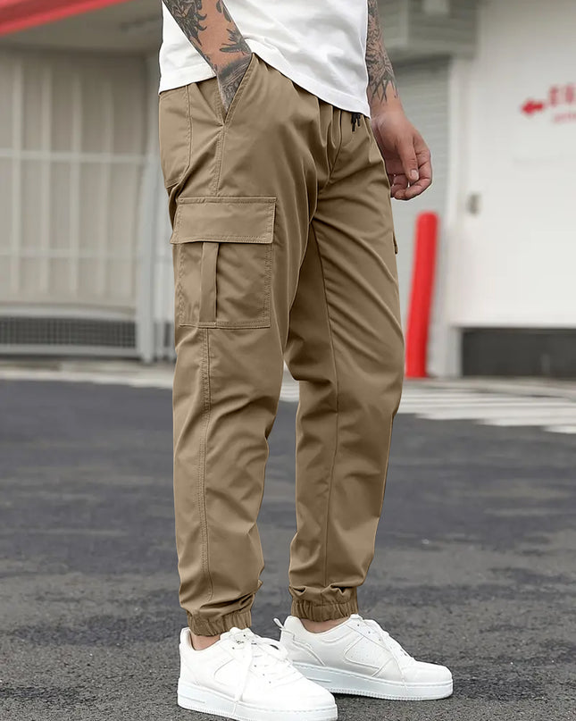 Men's Regular Fit Cotton Cargo Pants with Multiple Pockets