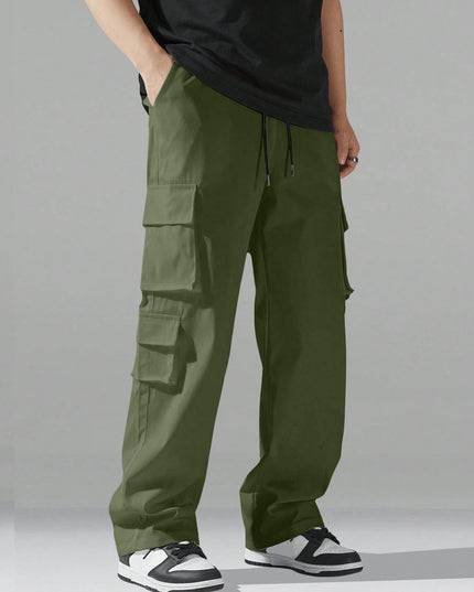 Men's Regular Fit Cotton Cargo Pants with Multiple Pockets