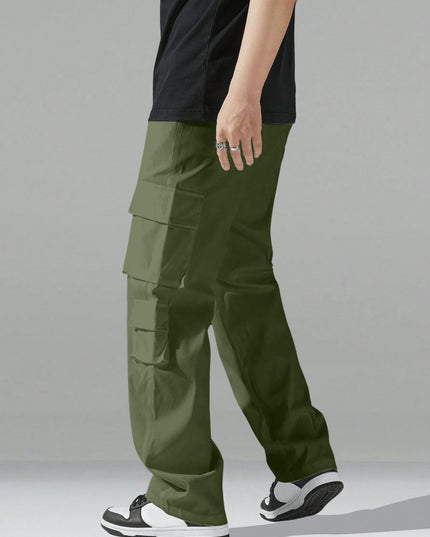 Men's Regular Fit Cotton Cargo Pants with Multiple Pockets