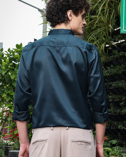 Cadet Rama Sequence Club Wear Satin Party Shirt
