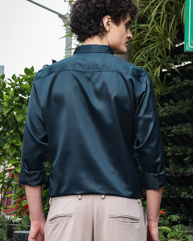 Cadet Rama Sequence Club Wear Satin Party Shirt