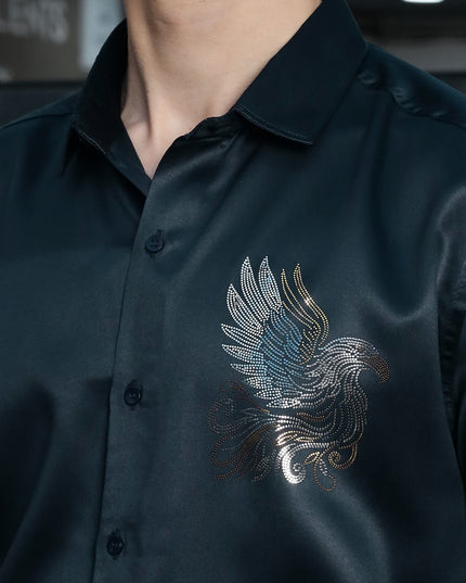 Slate Rama Sequence Club Wear Satin Party Shirt