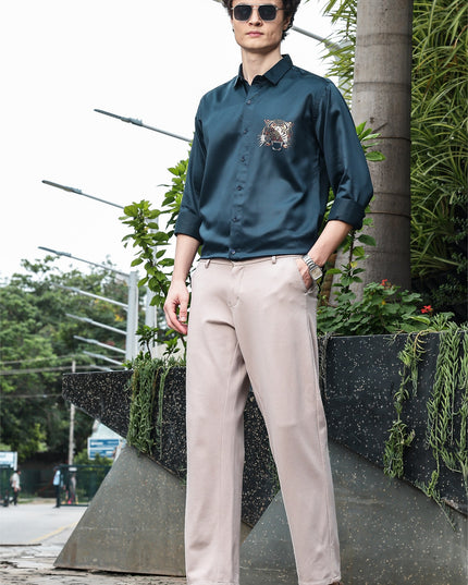Cadet Rama Sequence Club Wear Satin Party Shirt