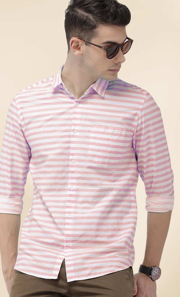 IndoPrimo Men's Classic Fit Cotton Casual Super Striped Shirt for Men Full Sleeves - Yahama